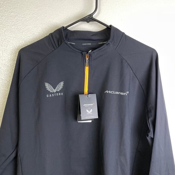 Castore Mclaren Performance 1/4 Zip MIdlayer Large Black Mens Pullover Orange - Picture 3 of 10